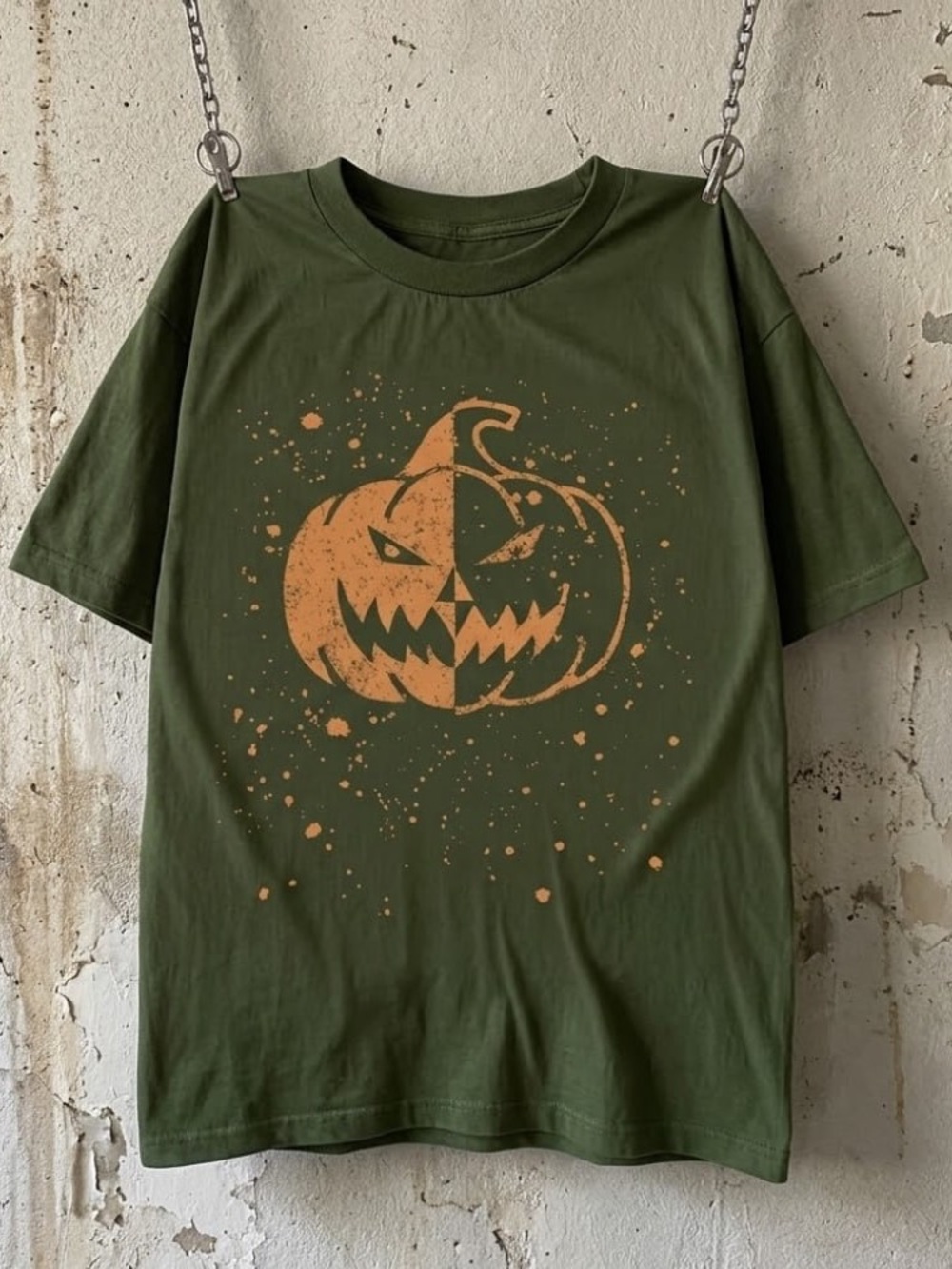 Halloween Jack O Lantern Pumpkin Graphic T-Shirt Gildan 5000 Heavy Cotton Tee